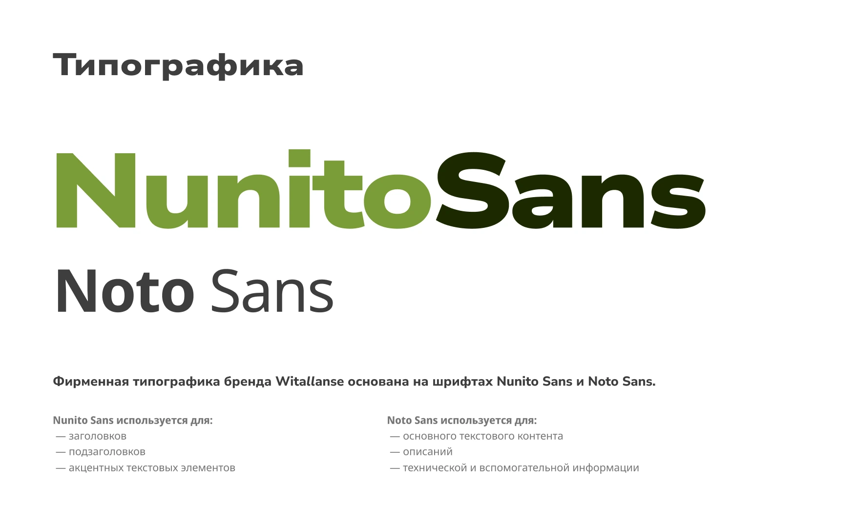Типографическая система Witallanse с Nunito Sans и Noto Sans